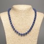 Blue 'Lazurite' Necklace with Smooth 8mm Beads, 50cm Length, White Nephrite Stone (Synthetic, Dyed)