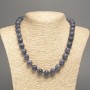 Necklace 'Charoite' Smooth Beads, 12 mm Diameter, 50 cm Length, made of white nephrite (synthetic dyed)