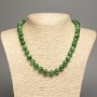 Green Chrysoprase Necklace with smooth beads, 10 mm diameter, 50 cm length, from white nephrite stone (synthetic, dyed)