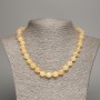 Necklace Pale Yellow 'Celestite' Smooth Beads, 8 mm Diameter, 50 cm Length, Made from White Nephrite (synthetic-dyed)