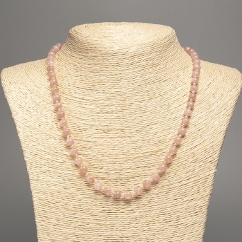 Necklace 'Selenite' with smooth beads, 6 mm diameter, 50 cm length, made from white nephrite (synthetic dyed)