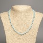 Light blue 'Aquamarine' necklace with smooth beads, approximately 6 mm diameter, approximately 50 cm long, made of white nephrite (synthetically dyed)