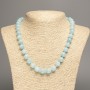 Necklace light blue 'Aquamarine' smooth beads, 10 mm diameter, approximately 50 cm long, made of synthetic white nephrite (dyed)