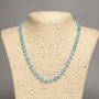 Necklace blue 'Aquamarine' smooth beads, 6mm diameter, 50 cm length, made of white nephrite (synthetically dyed)
