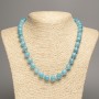Blue Aquamarine Necklace with Smooth Beads, 10 mm diameter, 50 cm length, made from white nephrite (synthetic dyed)