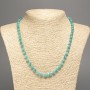 Necklace in light-green 'Aquamarine' with smooth beads, 6 mm diameter, approximately 50 cm long, made of white nephrite (synthetic-dyed)