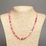 Necklace 'Colors of Summer' with smooth beads in white, pink, and rusty tones, 6 mm diameter, 50 cm length, made of white jade (synthetic-dyed)
