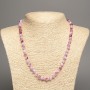 Necklace 'Colors of Summer' with white, lilac, and rust smooth beads, 6 mm diameter, 50 cm long ±, made of white jade (synthetic dyed)