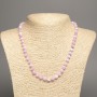 Necklace 'Colors of Summer' white-lilac smooth beads, 6 mm diameter, approximately 50 cm long, made of white jade (synthetic dyed)