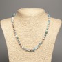Necklace 'Colors of Summer' White, Ruddy, and Blue Smooth Beads, 6 mm Diameter, about 50 cm long, made of white jade (synthetically dyed)