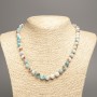 Necklace 'Colors of Summer' white-rust-blue smooth beads, 8 mm diameter, 50 cm length, white nephrite (synthetic, dyed)