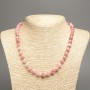 Necklace 'Colors of Summer' white-pink smooth beads, 8 mm diameter, 50 cm length, made of white nephrite (synthetically dyed)