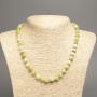 Necklace 'Colors of Summer' white, yellow, and green smooth beads, 8 mm diameter, approx. 50 cm long, made of white nephrite (synthetic-dyed)