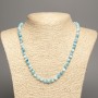 Necklace 'Colors of Summer' white-blue smooth beads, 6 mm diameter, 50 cm long, made of white nephrite (dyed synthetic)