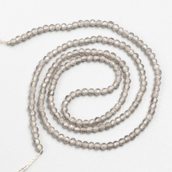 Small spinel beads (synthetic) gray faceted round beads, 2 mm diameter ± on thread, 37 cm length