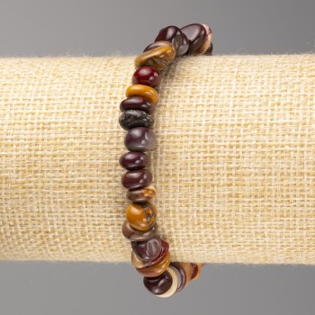 Faceted Mookaite Jasper Bracelet, 6x9 mm beads, on elastic, length 18 cm+