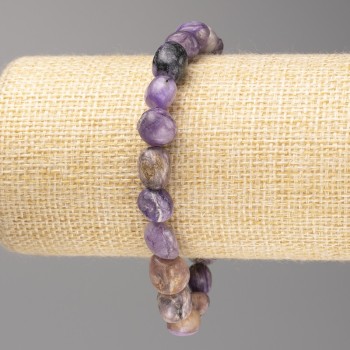 Charoite Stone Bracelet, Faceted Beads, 10x12mm ±, on Elastic Cord, Length 18 cm+