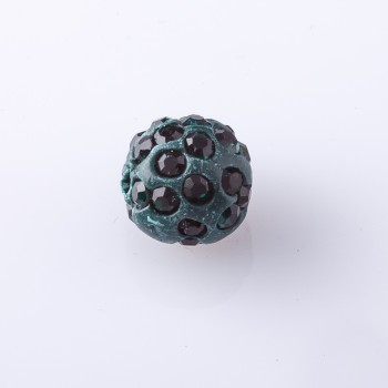 Shamballa Bead, 10mm Diameter, Dark Green Faceted, 9 pcs