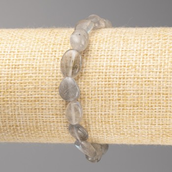Labradorite Stone Bracelet with Faceted Beads, 10×12 mm Diameter, Elastic, 18 cm Length