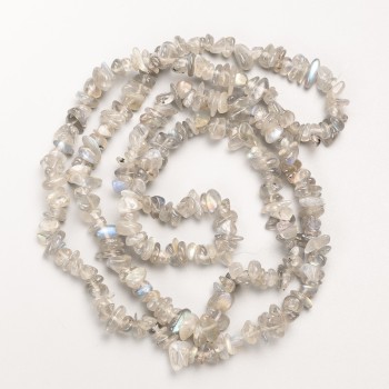 Labradorite beads natural stone chip on thread, diameter 7×3 mm ±, length 80 cm