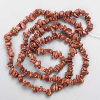 Aventurine Beads Golden Sand (Synthetic) Chip Beads on Beading Thread, 8x3 mm, 80 cm long