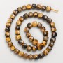 Tiger's Eye beads, natural stone faceted cubes on a thread, diameter 7 mm (+/-), length 39 cm (+/-)