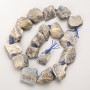 Labradorite Beads, Unpolished Natural Stone, Faceted on Thread, 20x25 mm, Length 41 cm