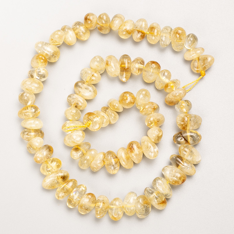 Citrine Beads, Natural Stone, Faceted, on Thread, 8x5 mm, Length 41 cm