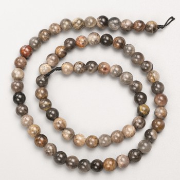 Sunstone natural stone beads, smooth round ball on a thread, diameter 6 mm ±, length 39 cm ±