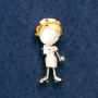 Doctor Brooch with White Cat's-Eye Stone, Pink Enamel, Gold-Tone Metal 36×15 mm