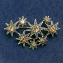 Brooch 'Stars' with Blue and Yellow Crystals, Gold Metal 55x35mm