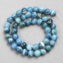 Blue Agate Beads, Smooth Round Bead on Thread, 8 mm Diameter ±, Length 38 cm ±