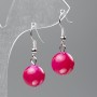 Earrings with tinted quartz (synthetic acrylic) smooth bead, diameter 12.5 mm, length 3.5 cm
