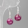 Earrings Tinted Quartz (artificial acrylic) Raspberry Smooth Bead, 12.5 mm diameter, 3.5 cm length