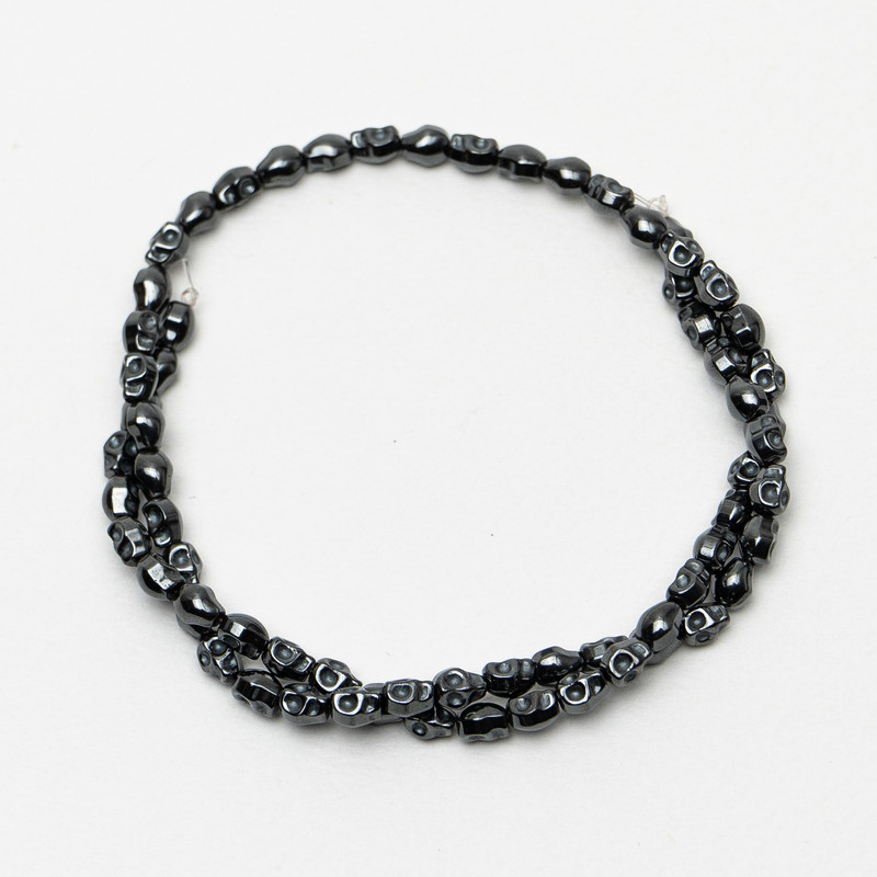 Hematite Skull Beads, 5×6×5 mm, 40 cm length on thread