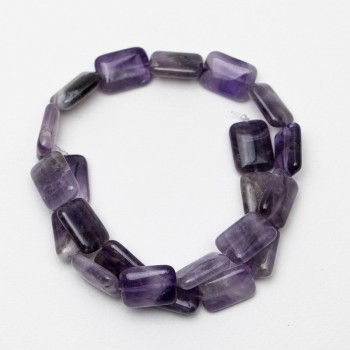 Amethyst Beads, Natural Stone, Rectangular Shape, 13×18×6 mm, Length 40 cm on a Beading Thread