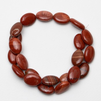 Red Jasper Beads, Natural Stone, Oval, 13×18×6 mm, 40 cm Thread Length