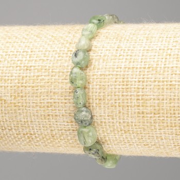 Bracelet with Green Kyanite Natural Stone, Faceted Beads, Diameter 7×8 mm (±), Length 18 cm (Stretch)