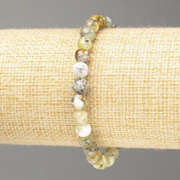 Bracelet with Green Opal, Natural Stone, Smooth Bead, 7 mm diameter, 18 cm length (stretch)