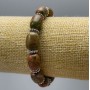 Heliotrope Jasper Bracelet, Natural Stone, Bead Size 10×14 mm, Length 18 cm (Stretch), Barrel Beads, with Silver Inserts
