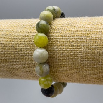 Bracelet Ophite (synthetic acrylic) smooth beads, diameter 10.5 mm, length 18 cm (stretch)