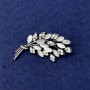 Twig Brooch with White Cat's Eye, White Crystals, Silver Metal, Diameter 50x27 mm+