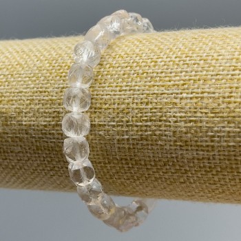 Bracelet with rock crystal natural stones, faceted cube beads, diameter 7.5 mm, length 18 cm (stretch)