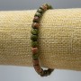 Bracelet of Jasper, Heliotrope, and Unakite natural stones, faceted cube beads, diameter about 5 mm, length 18 cm (stretch)