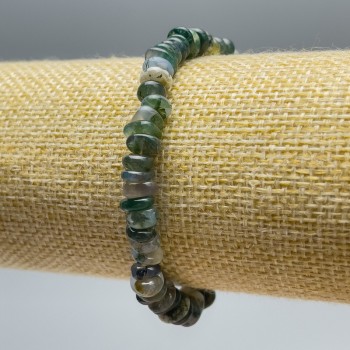 Bracelet with moss agate natural stone faceted beads, diameter 7×4 mm, length 18 cm (stretch)