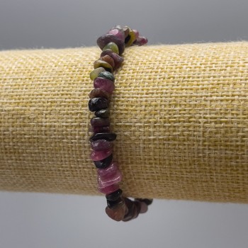 Natural Tourmaline Chip Bracelet, bead size 7x3 mm, length 18 cm (stretch)