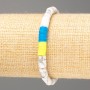 Bracelet 'Ukraine' Kaolin natural stone, cylindrical beads 10×6 mm ±, and polymer clay, length 18 cm (stretch)