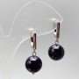 Earrings Aventurine 'Night of Cairo' - Smooth Ball, 12 mm diameter, 29 mm length