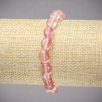 Elastic bracelet with natural chalcedony, smooth oval stones, 10x8 mm, ± length 18 cm