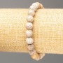 Fossilized Coral Bracelet with a Faceted Bead, 8 mm Diameter, 18 cm Length (stretch)